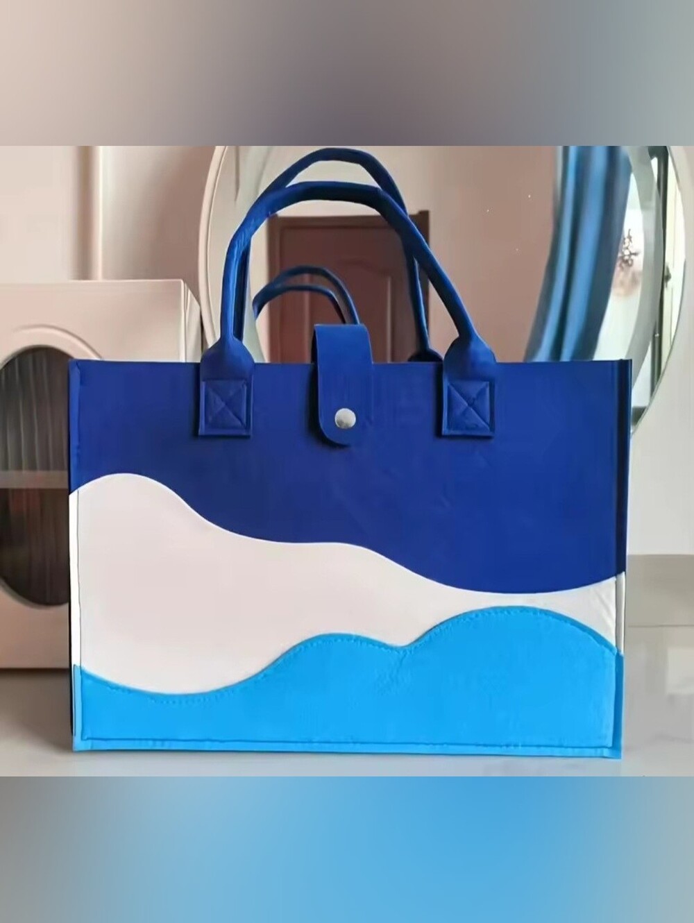 Blue Wave Colorblock Tote Bag - Unbranded